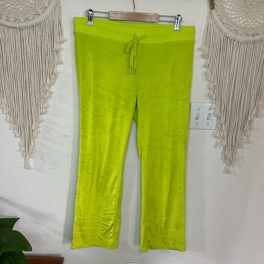Aerie highlighter yellow green velour track pants with Stretchy Comfort large